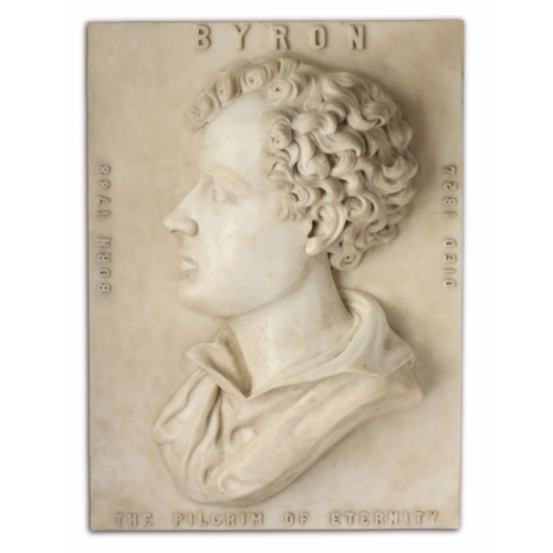 Carved White Marble Memorial Plaque of Lord Byron 1788 – 1824